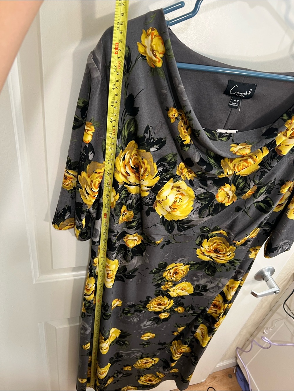 Dark Grey Maxi Dress with Yellow Rose Floral Print New / Fall / Formal / Date - Picture 11 of 12